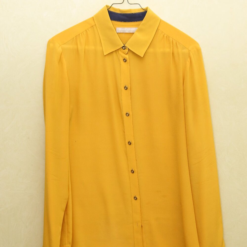 Yellow Silk Button Down